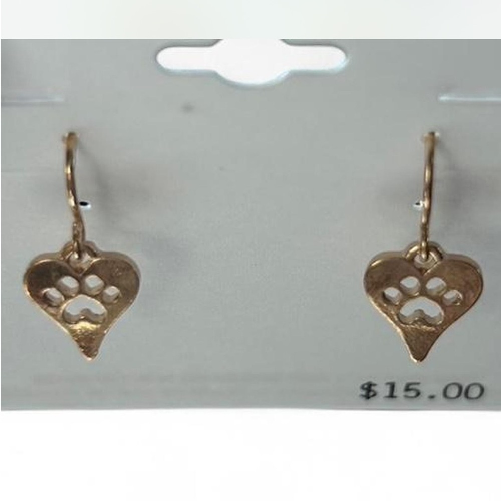 Heart Shaped Paw Print Earrings